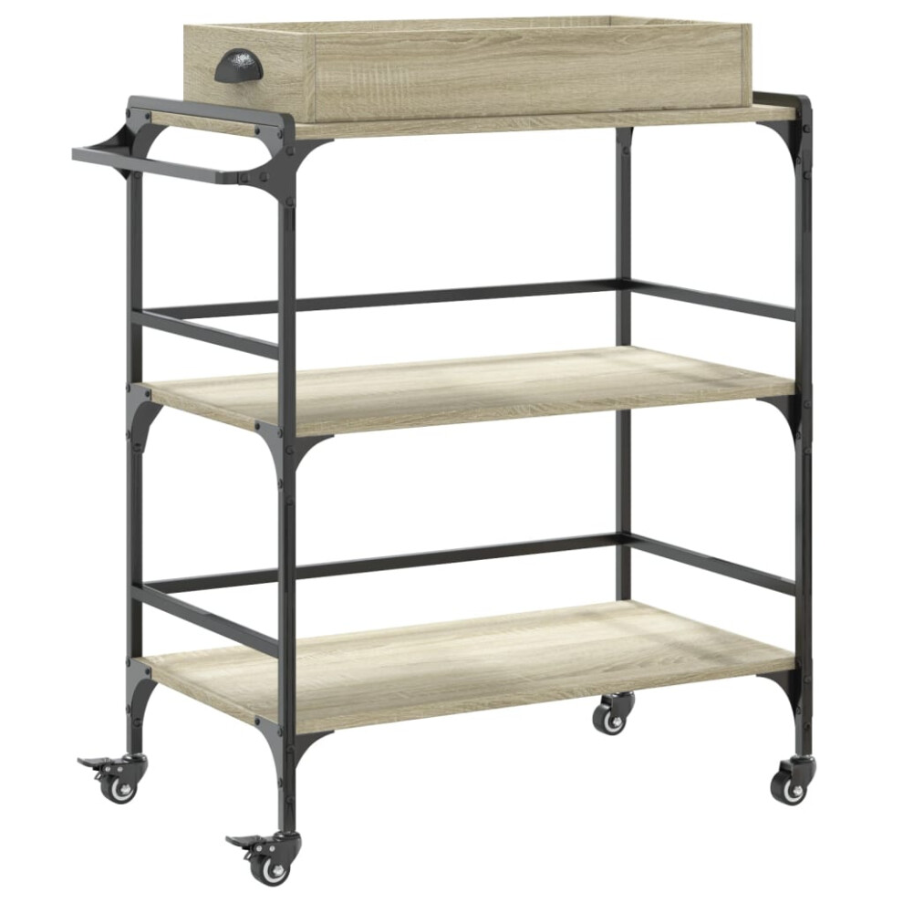 vidaXL Kitchen Trolley Rolling Cart Storage Cart Sonoma Oak Engineered Wood