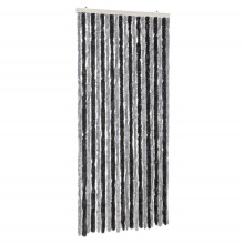 vidaXL Fly Curtain Door Curtain Fly Screen Grey and Black 100x230 cm Chenille