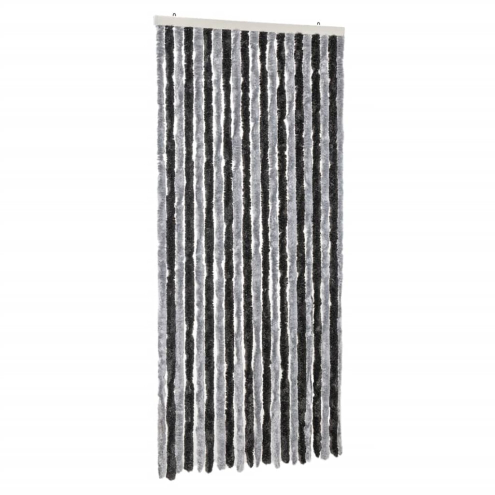 vidaXL Fly Curtain Door Curtain Fly Screen Grey And Black 100x230 Cm Chenille