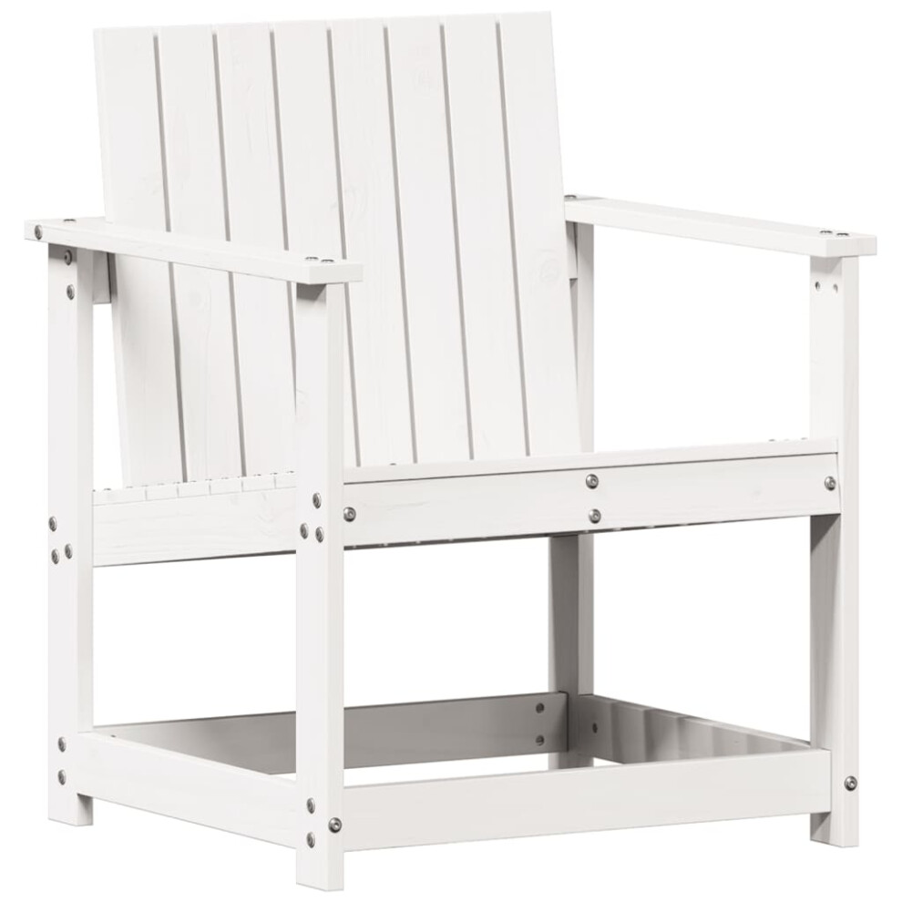 vidaXL Garden Chair Dining Chair Outdoor Seat Chair White Solid Wood Pine