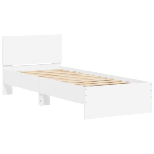 VidaXL vidaXL Bed Frame with Headboard and LED Lights White 75x190 cm Small Single 2