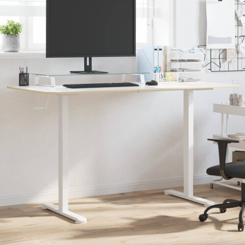 VidaXL vidaXL Standing Desk Frame Height Adjustable Table Workstation White Steel 2