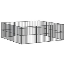 vidaXL Dog Playpen 12 Panels Dog Kennel Pet Dog Crate Black Galvanised Steel