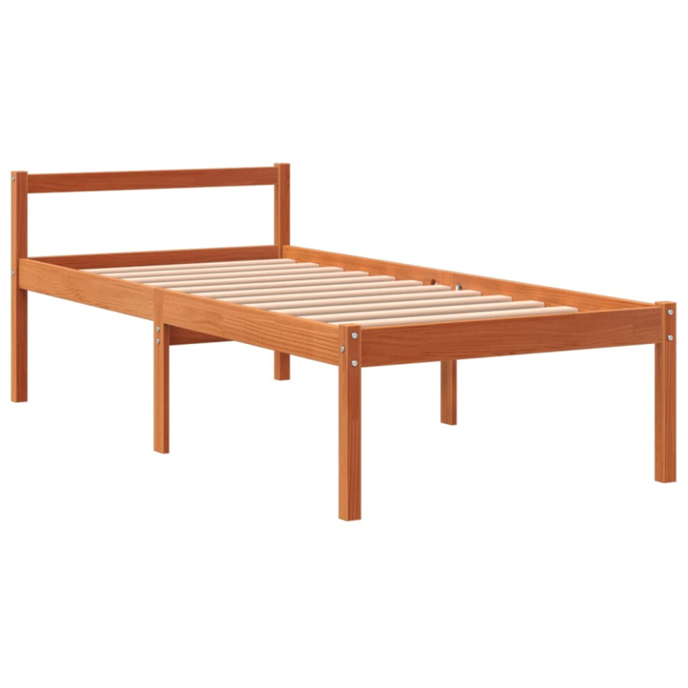 vidaXL Bed Frame Bed Base Wax Brown 75x190 cm Small Single Solid Wood Pine