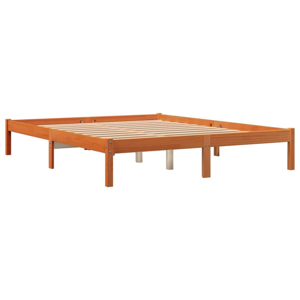 vidaXL Bed Frame Home Bed Base Wax Brown 150x200 cm King Size Solid Wood Pine