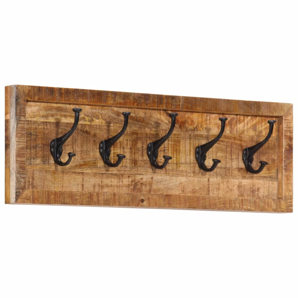 vidaXL Wall-mounted Coat Rack with 5 Hooks Wall Coat Hook Solid Wood Mango