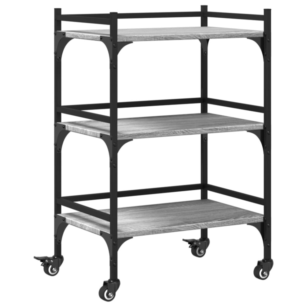 Vidaxl Kitchen Trolley Rolling Cart Storage Cart Grey Sonoma Engineered Wood