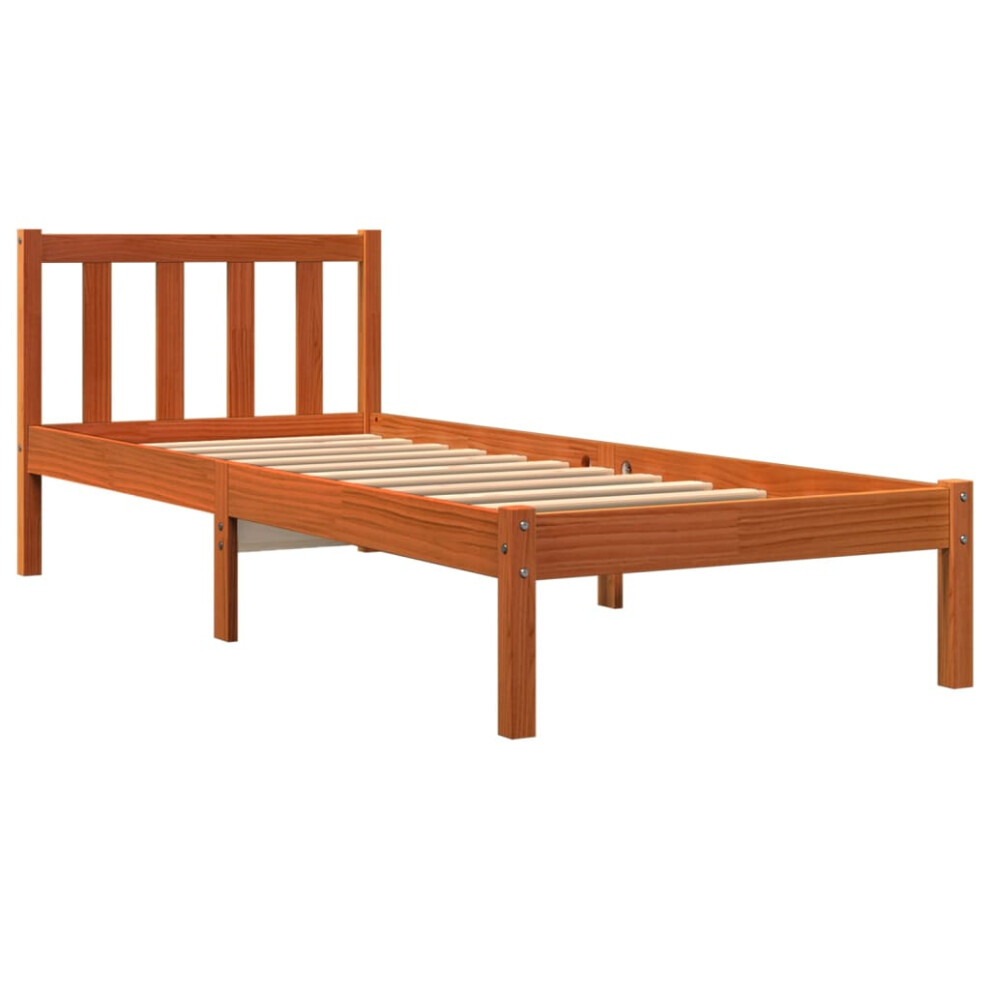 vidaXL Bed Frame Bed Base Wax Brown 75x190 cm Small Single Solid Wood Pine