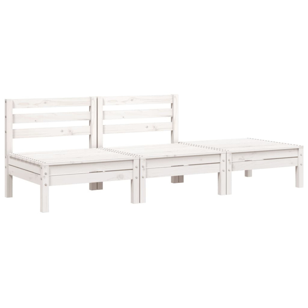 vidaXL Garden Sofa 3-Seater Outdoor Sectional Sofa Couch White Solid Wood Pine