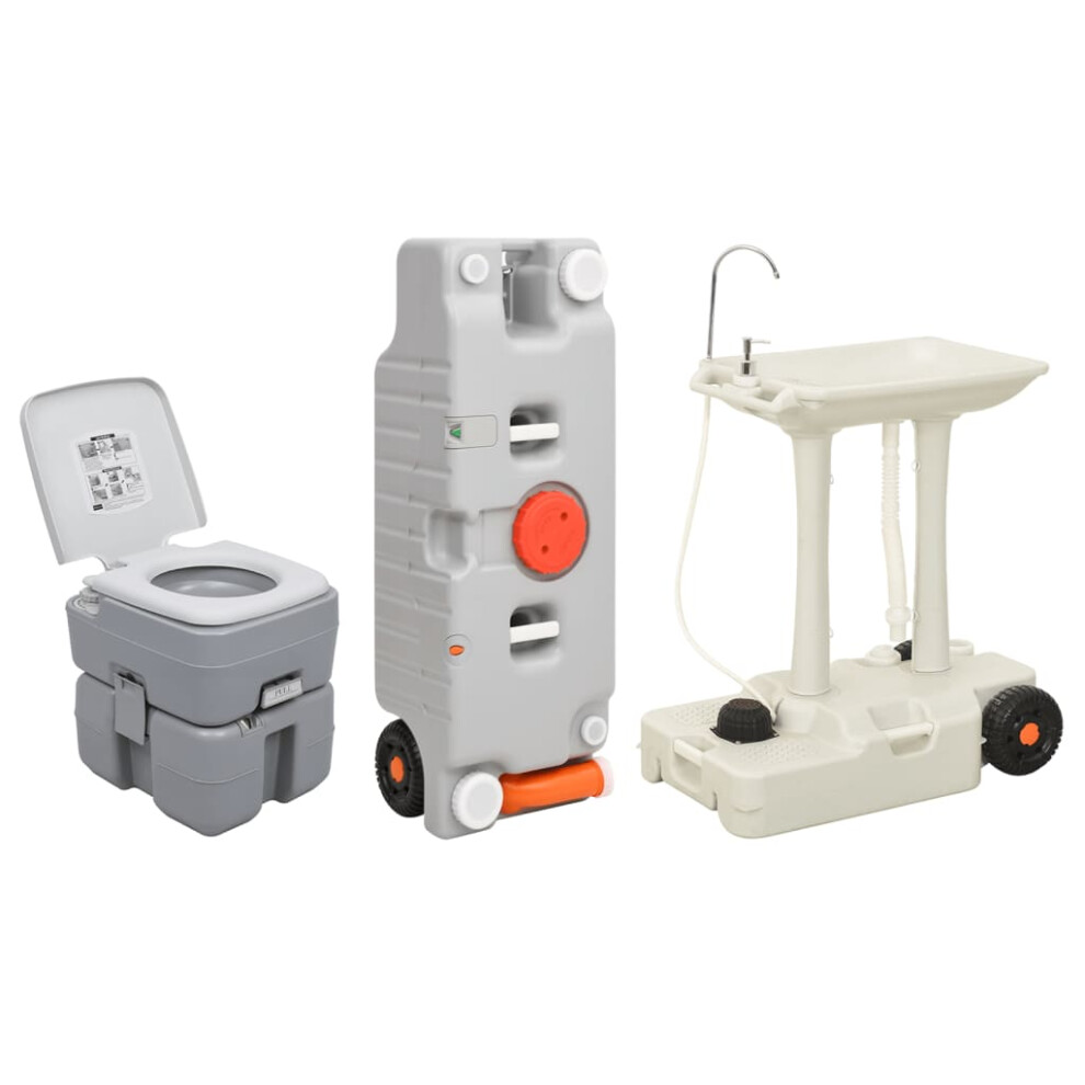 vidaXL Portable Camping Toilet and Handwash Stand Set with Water Tank Potty