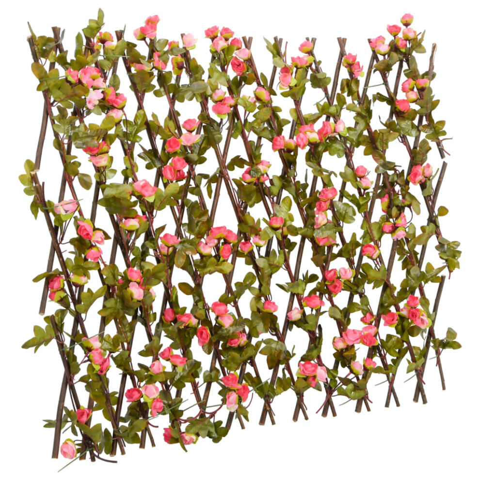 Vidaxl Artificial Ivy Trellis Expandable Privacy Screen 180X60 Cm Dark/Pink