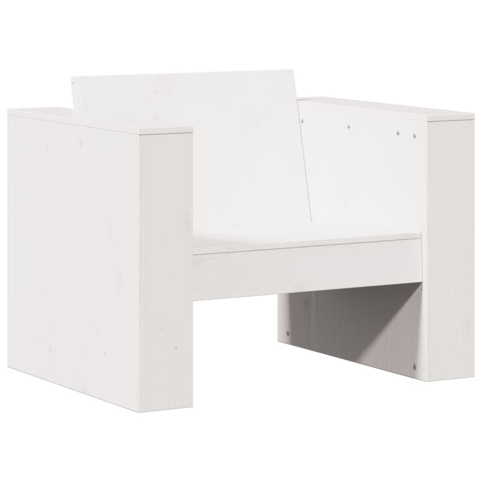 Vidaxl Garden Sofa Outdoor Sofa Chair Balcony Couch White Solid Wood Pine