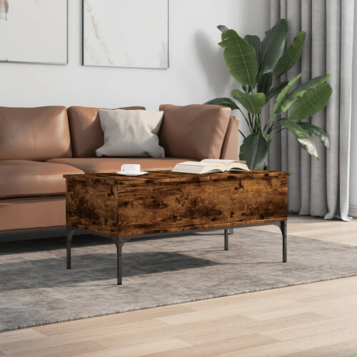 VidaXL vidaXL Coffee Table End Table Sofa Table Smoked Oak Engineered Wood and Metal 2