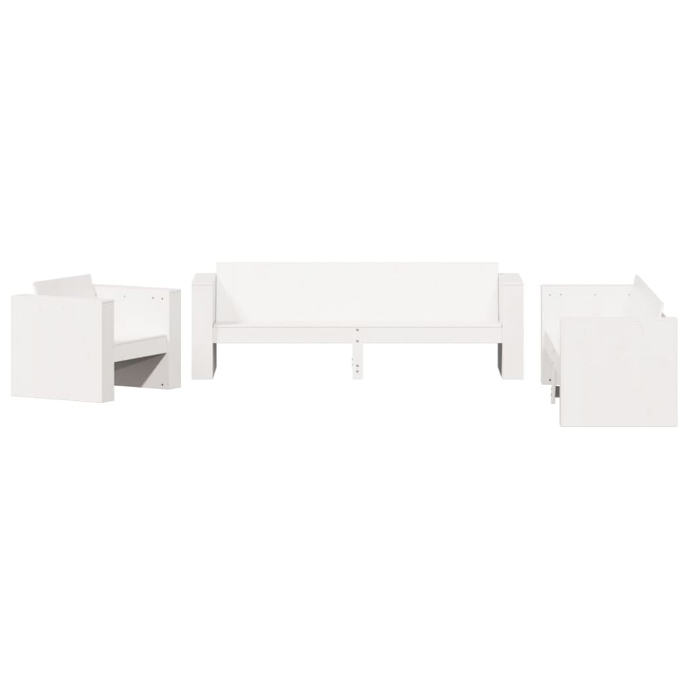 vidaXL Garden Lounge Set 2 Piece Outdoor Lounge Set Sofa White Solid Wood Pine