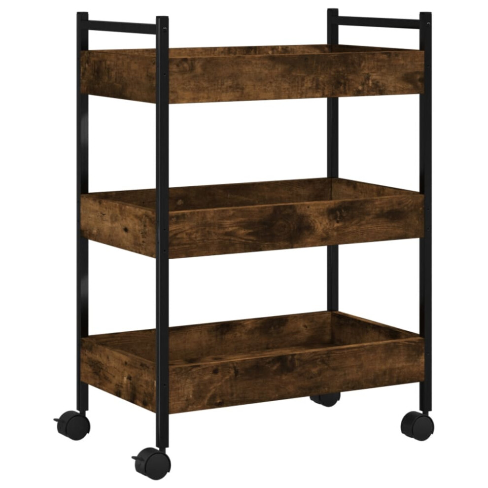 Vidaxl Kitchen Trolley Rolling Cart Storage Cart Smoked Oak Engineered Wood