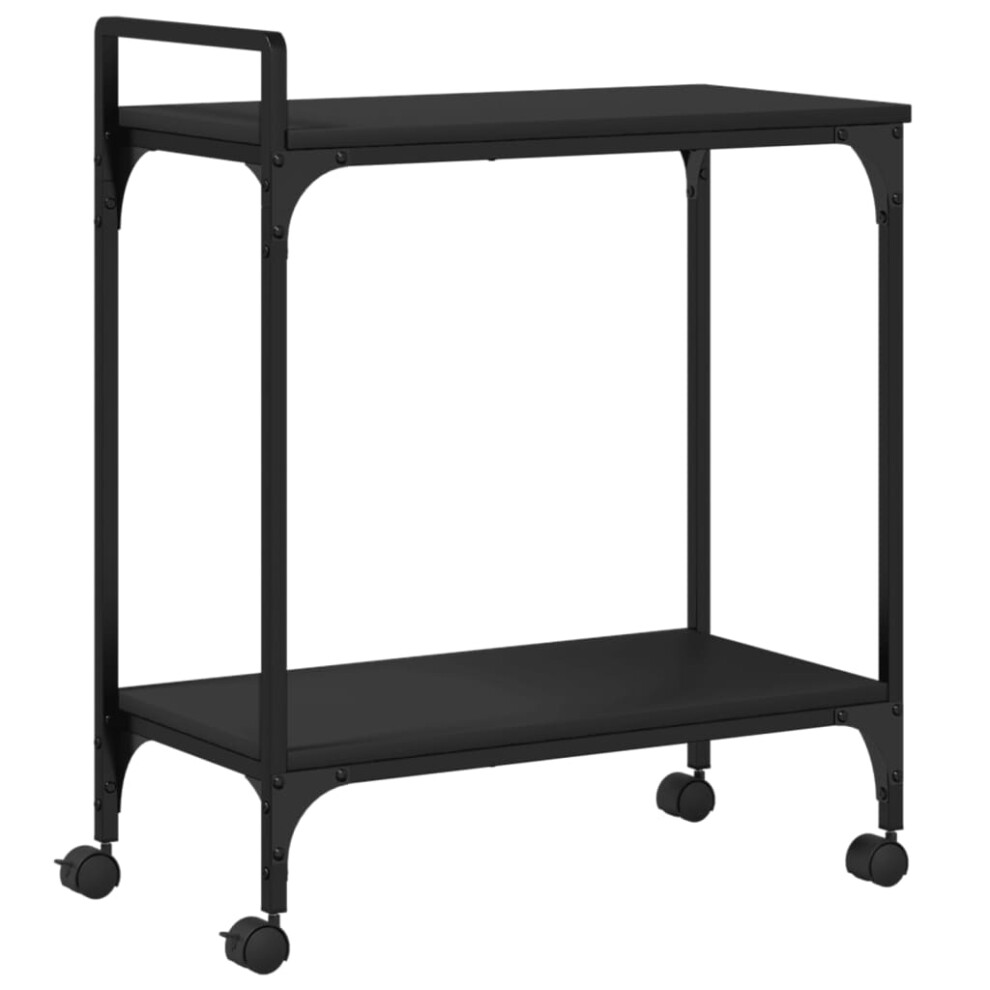 vidaXL Kitchen Trolley Rolling Cart Storage Cart Trolley Black Engineered Wood