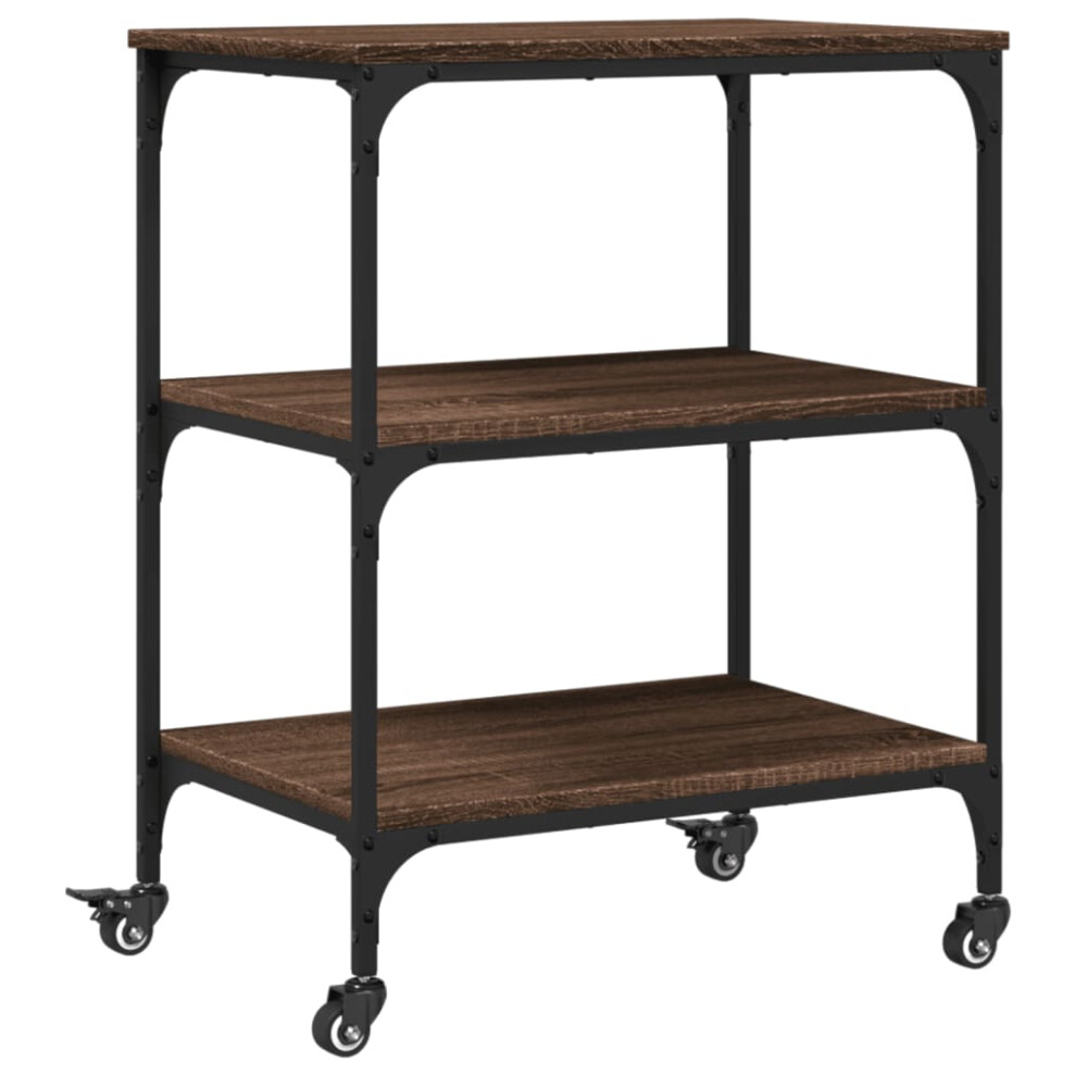 vidaXL Kitchen Trolley Rolling Cart Storage Cart Brown Oak Engineered Wood