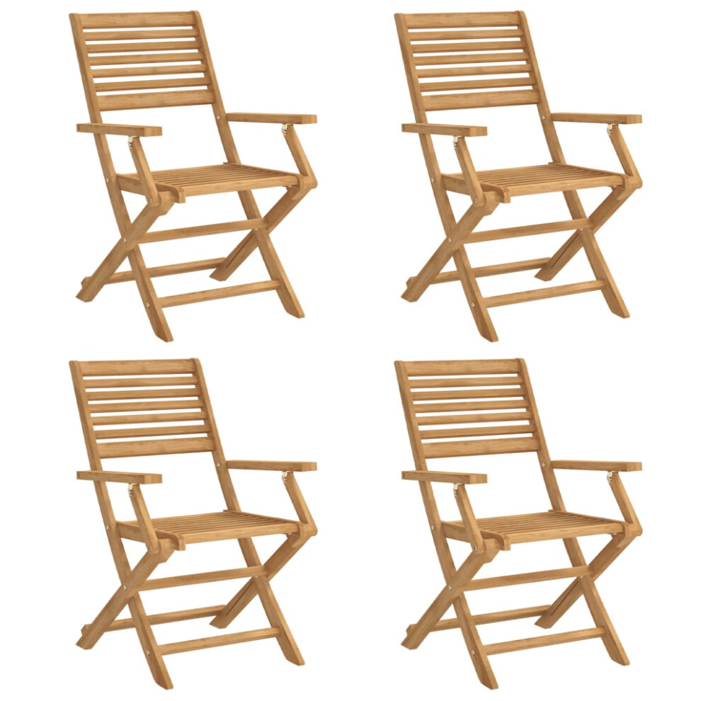 vidaXL Folding Garden Chairs Outdoor Dining Chair 4 Pcs Solid Wood Acacia