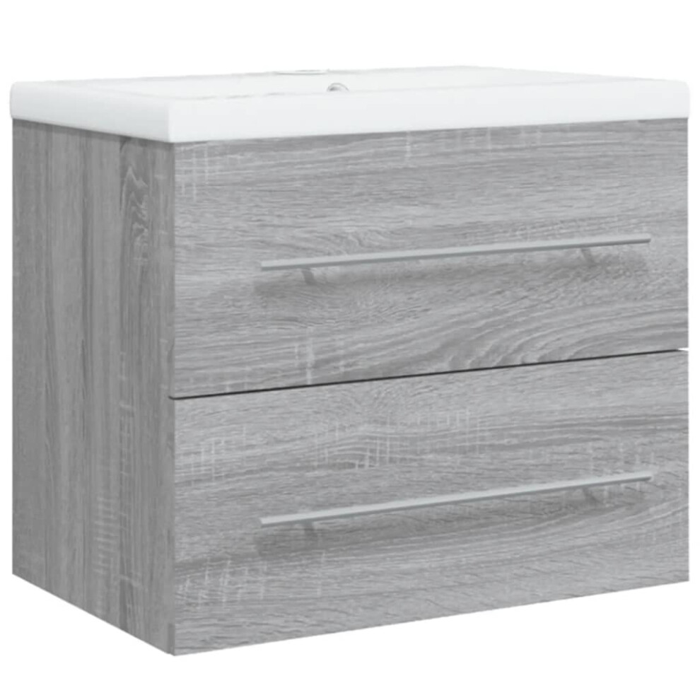 Vidaxl Sink Cabinet With Built-In Basin Sonoma Engineered Wood Sink Unit Grey