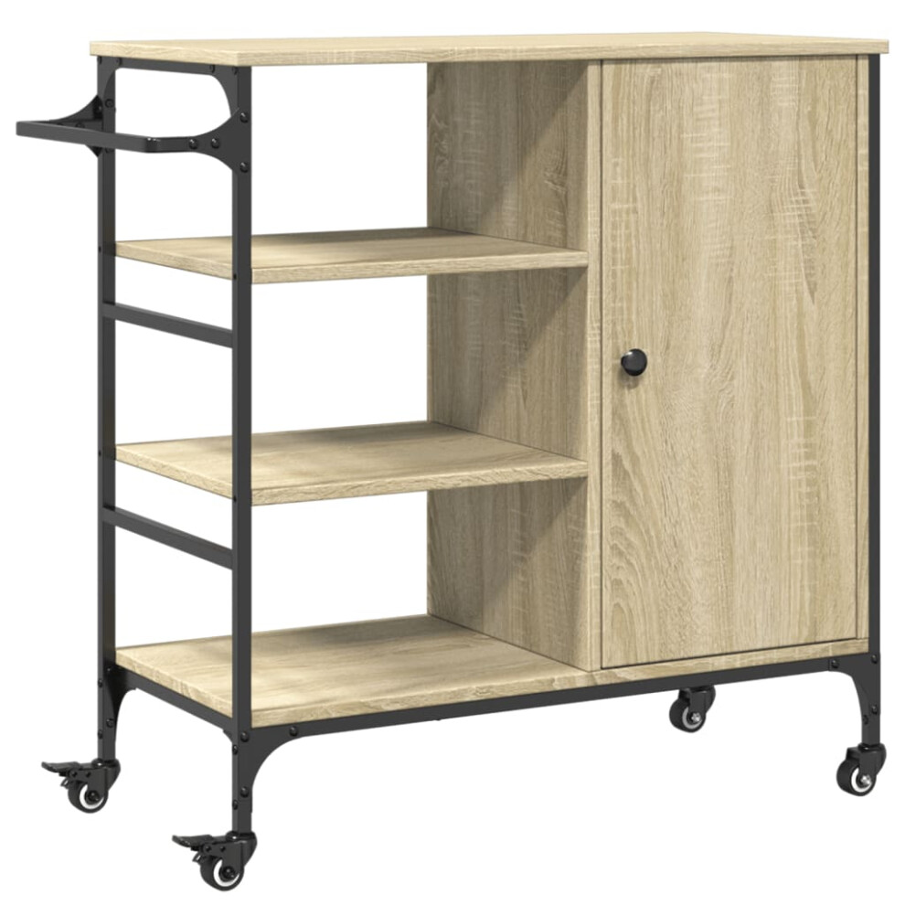 vidaXL Kitchen Trolley Rolling Cart Storage Cart Sonoma Oak Engineered Wood