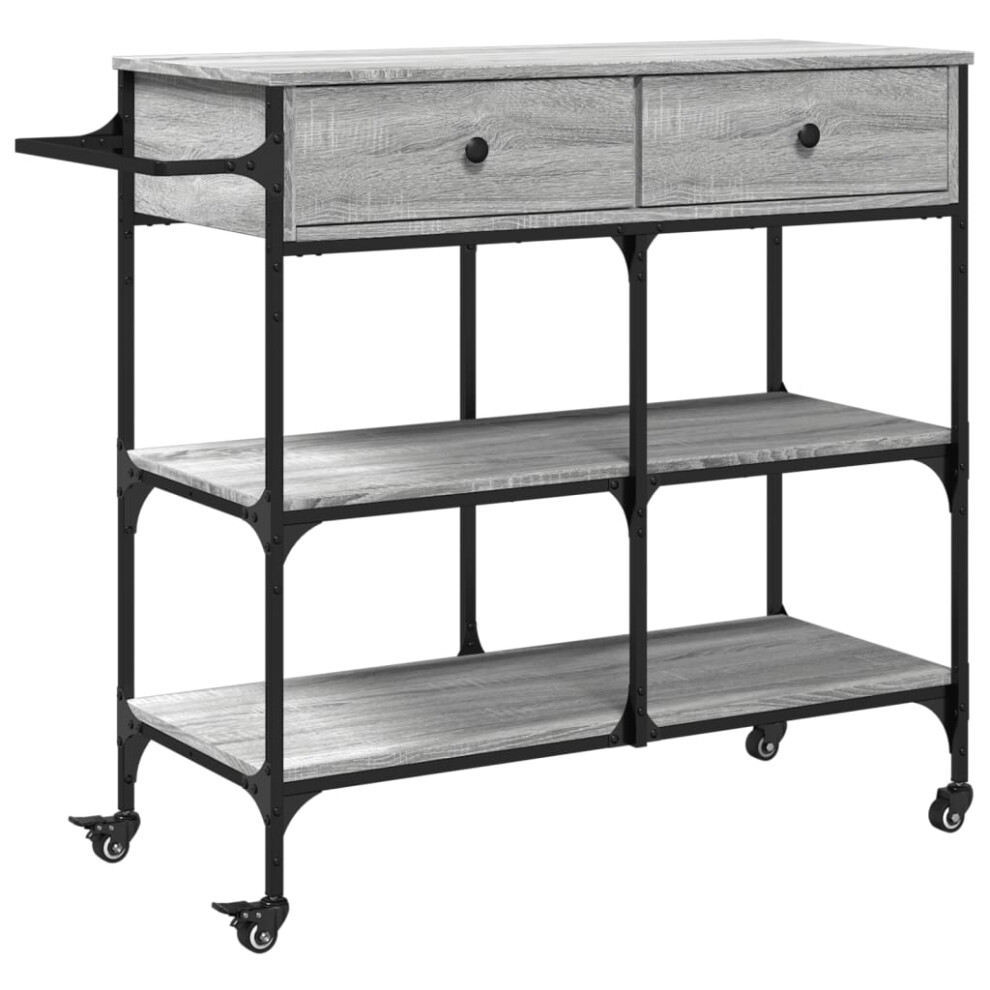 vidaXL Kitchen Trolley Rolling Cart Storage Cart Grey Sonoma Engineered Wood