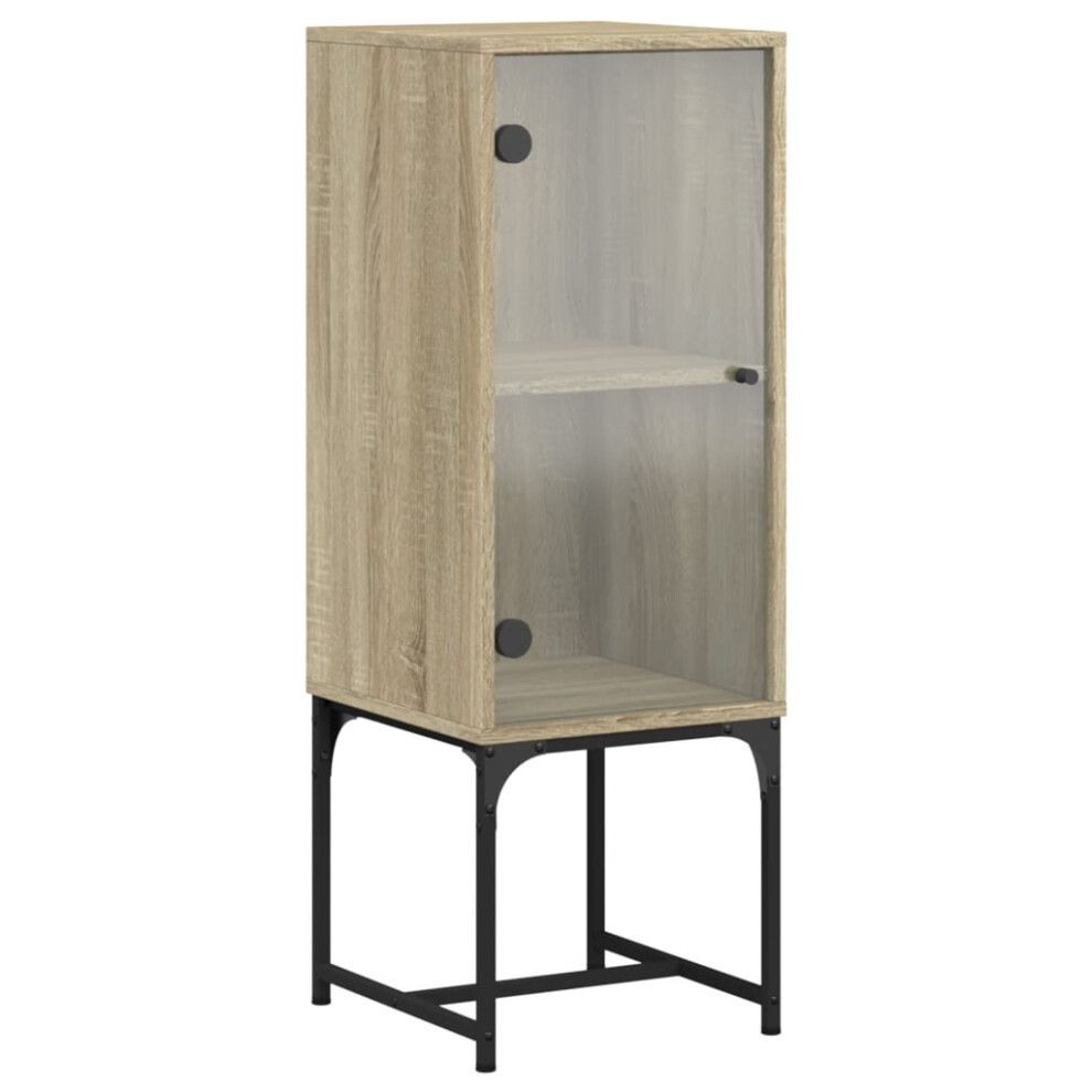 vidaXL Side Cabinet with Glass Doors Hall Storage Cabinet Cupboard Sonoma Oak