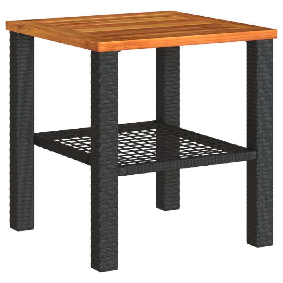 Vidaxl Garden Table Outdoor Table Dining Table Black Poly Rattan Acacia Wood