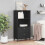 VidaXL vidaXL Bookcase Bookshelf Side Cabinet Storage Book Rack Black Engineered Wood 3