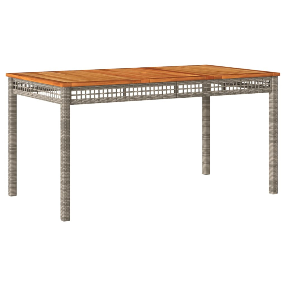 Vidaxl Garden Table Outdoor Table Dining Table Grey Poly Rattan Acacia Wood
