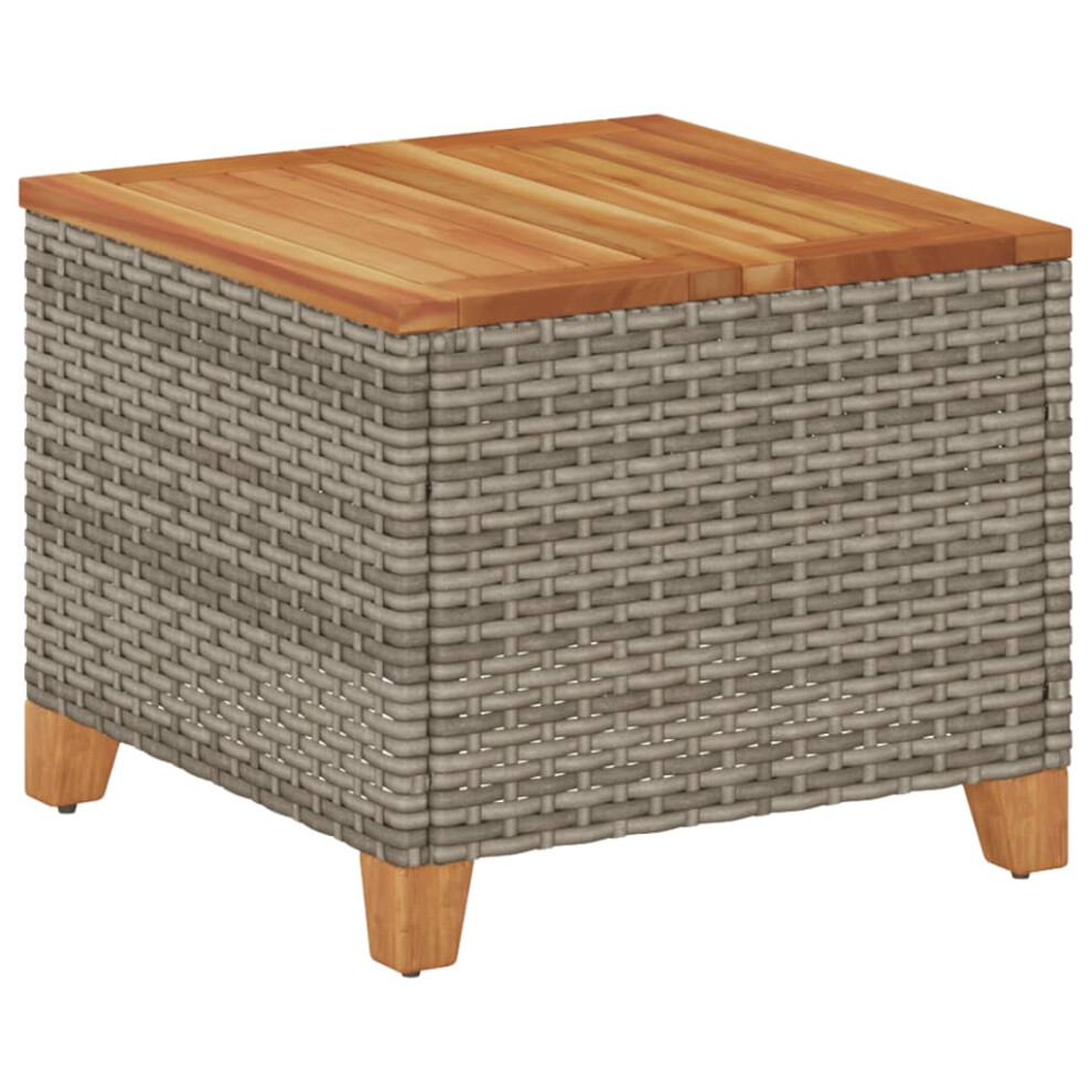 Vidaxl Garden Table Outdoor Table Dining Table Grey Poly Rattan Acacia Wood