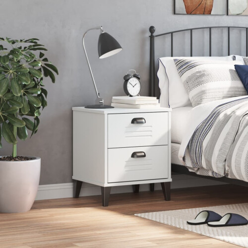 VidaXL vidaXL Bedside Cabinet Side Table Nightstand Bed Table White Engineered Wood 2