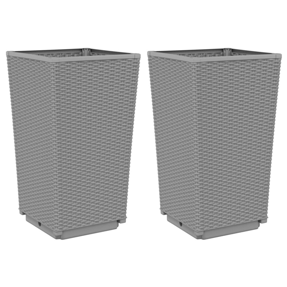 Vidaxl Garden Planters Outdoor Flower Pot Planter Pot Box 2 Pcs Light Grey Pp