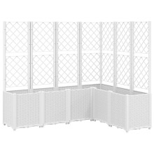 vidaXL Garden Planter with Trellis Outdoor Flower Pot Planter Pot Box White PP