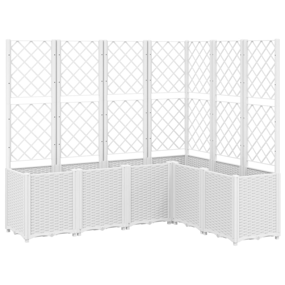 vidaXL Garden Planter with Trellis Outdoor Flower Pot Planter Pot Box White PP