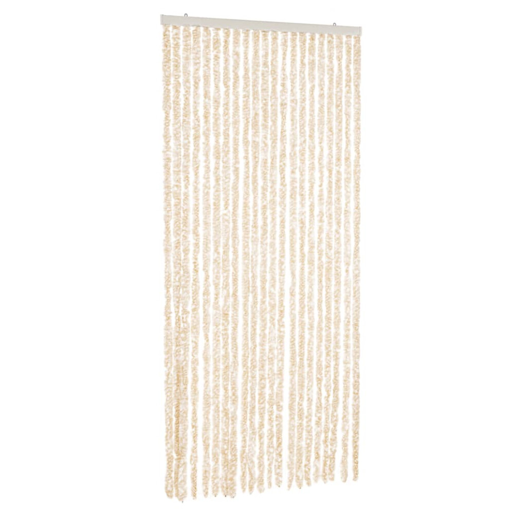 Vidaxl Fly Curtain Door Curtain Fly Screen Beige And White 90X200 Cm Chenille 8721012467699