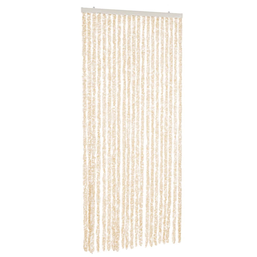 vidaXL Fly Curtain Door Curtain Fly Screen Beige and White 90x200 cm Chenille