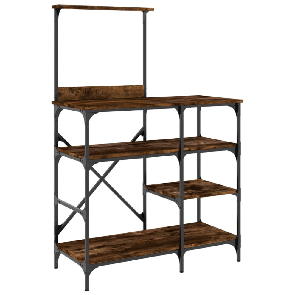 vidaXL Baker's Rack Storage Kitchen Rack Smoked Oak Engineered Wood and Metal