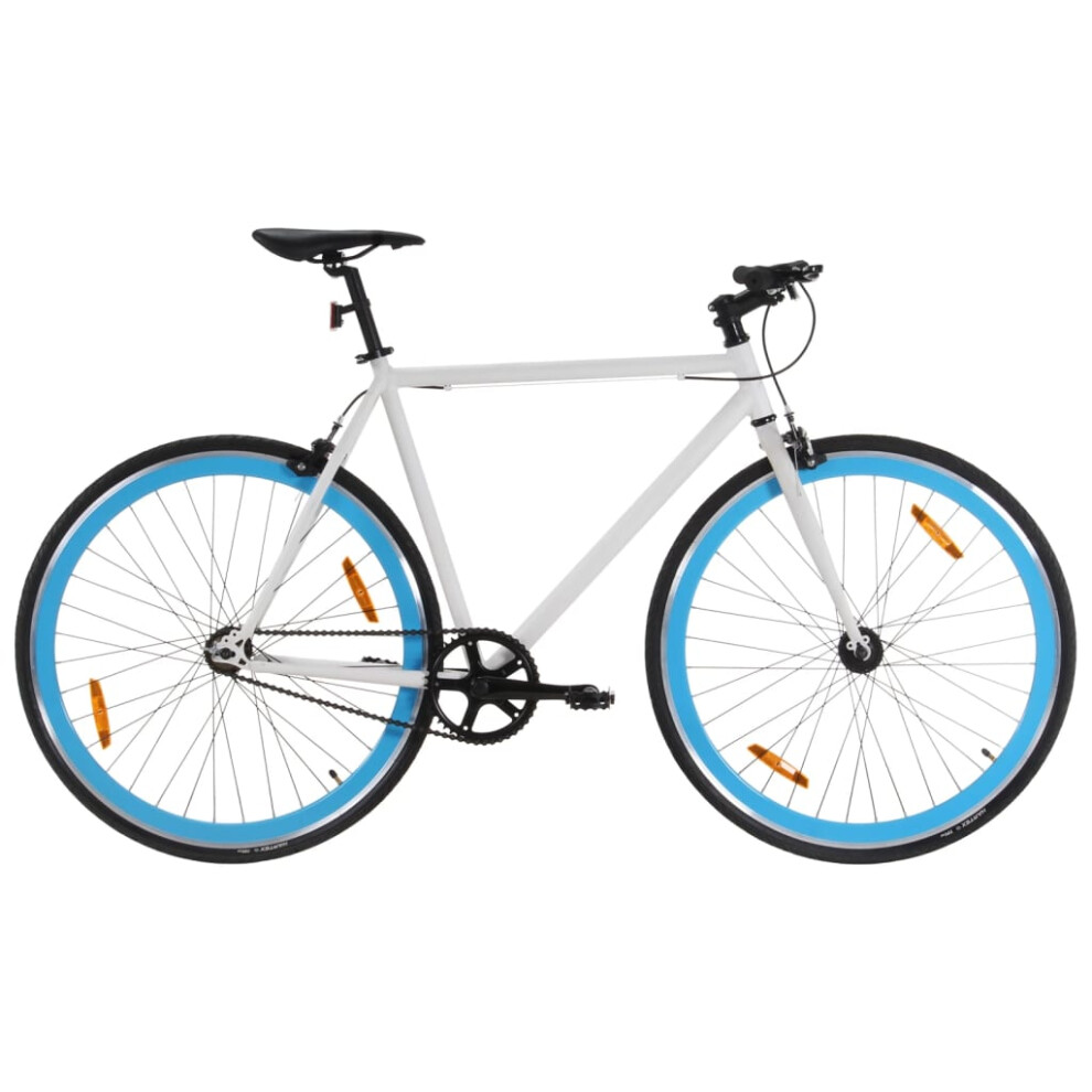 vidaXL Fixed Gear Bike Single Speed Bicycle Fixie Bike White and Blue 700c