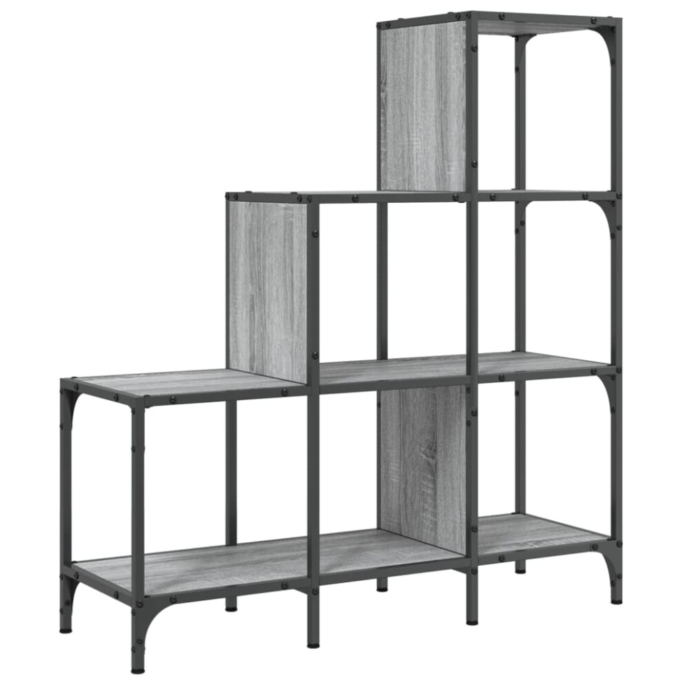 Vidaxl Bookcase Bookshelf Side Cabinet Sonoma Engineered Wood And Metal Grey