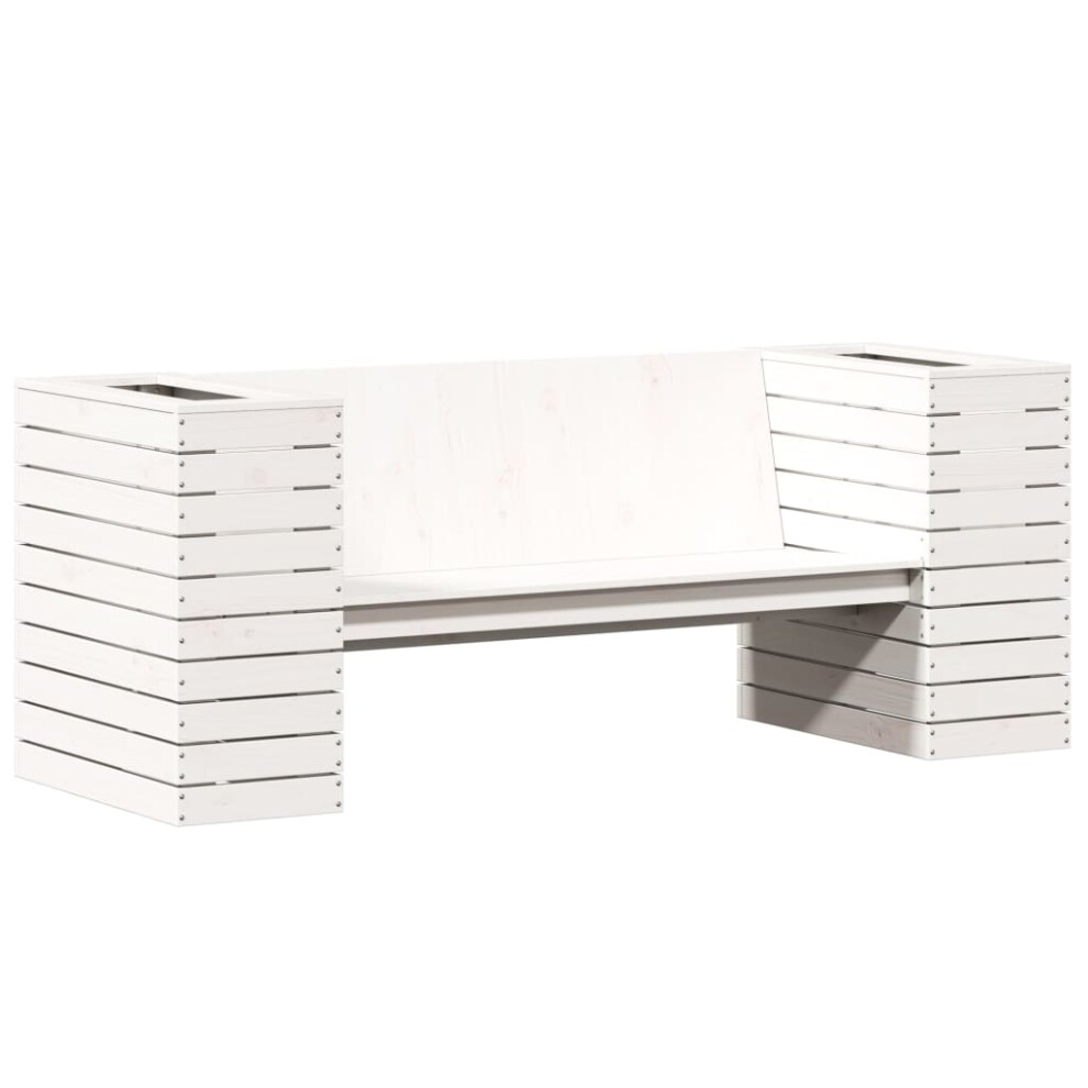 vidaXL Planter Bench Outdoor Bench 2-seater Garden Bench White Solid Wood Pine