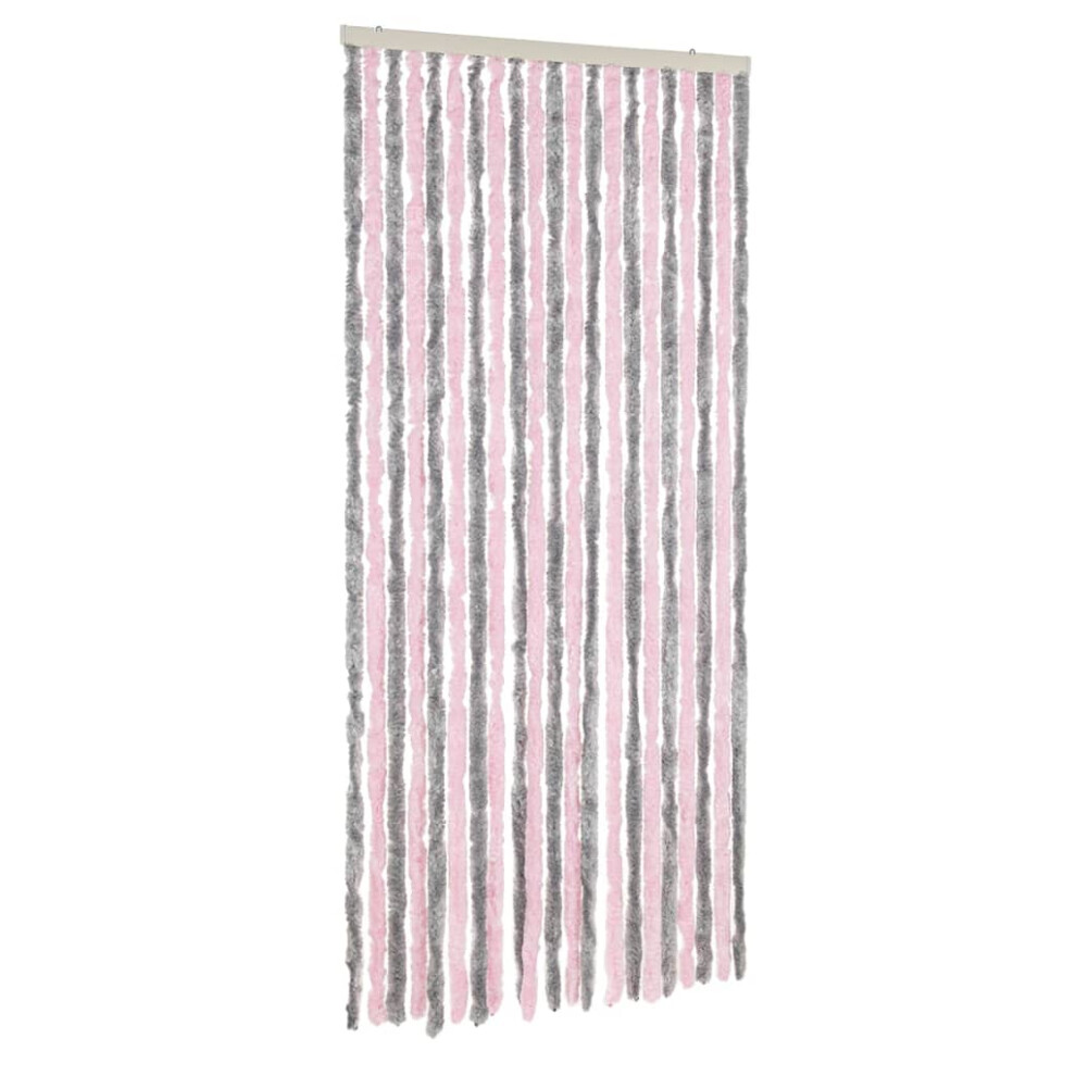 vidaXL Fly Curtain Fly Screen Curtain Silver Grey and Pink 90x200 cm Chenille