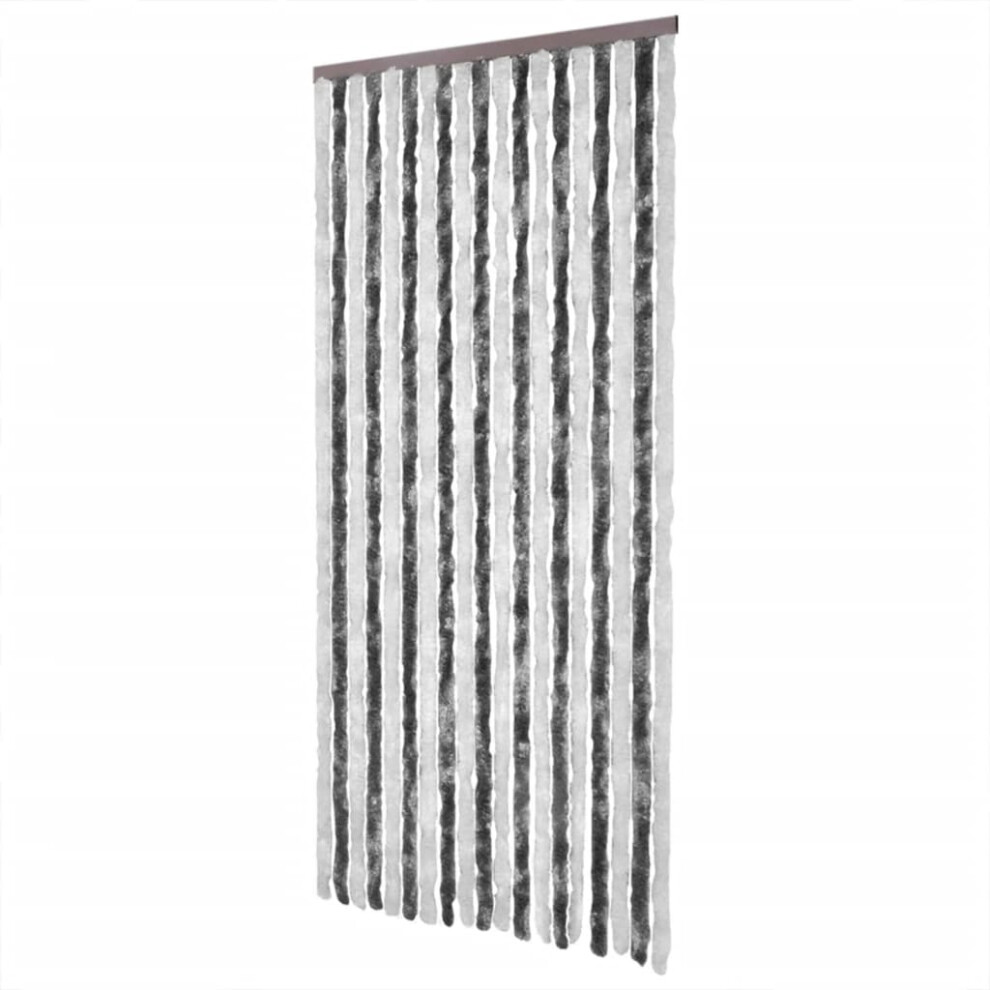 vidaXL Fly Curtain Door Curtain Fly Screen Grey And White 100x200 Cm Chenille