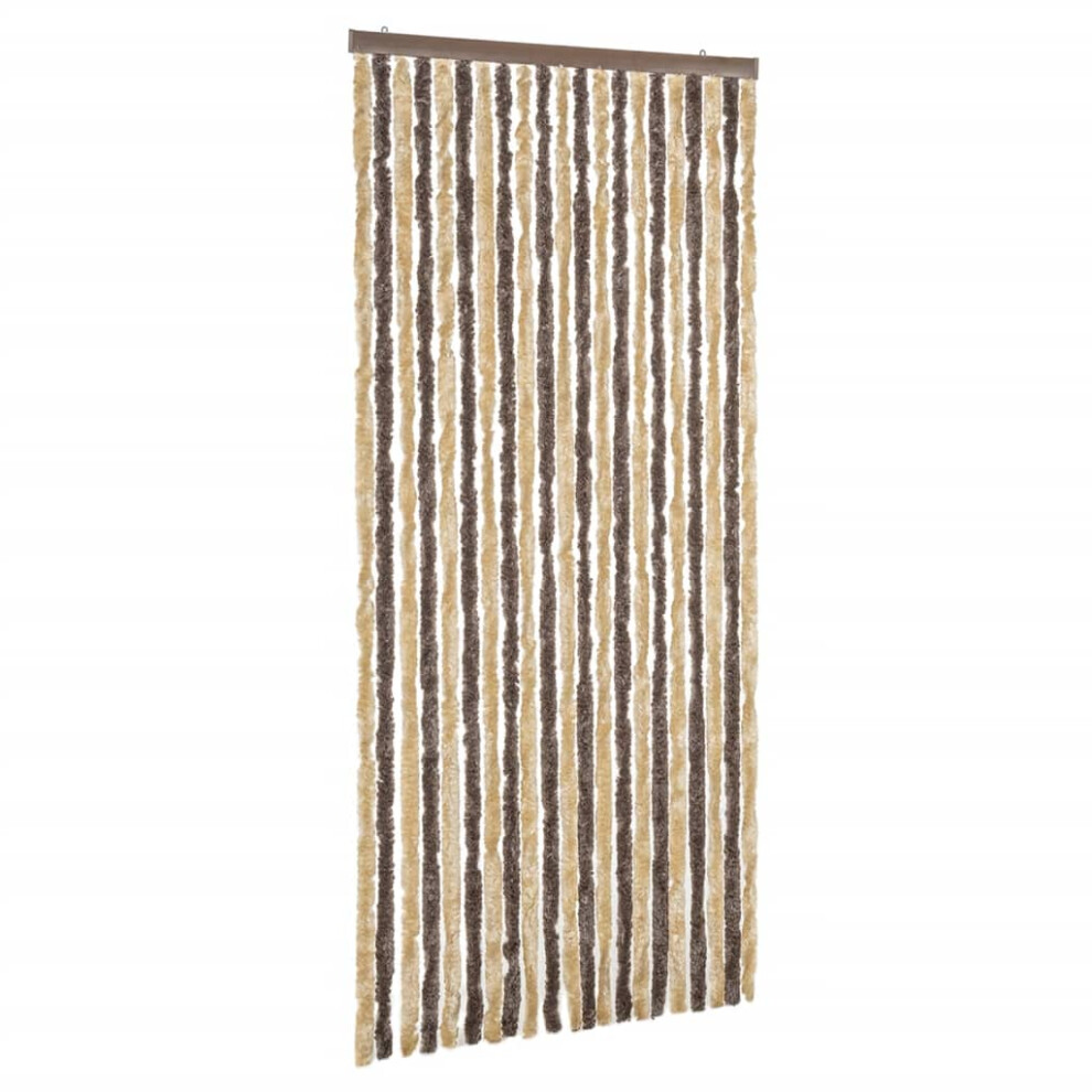 Vidaxl Fly Curtain Fly Screen Curtain Dark Brown And Beige 100X200 Cm Chenille