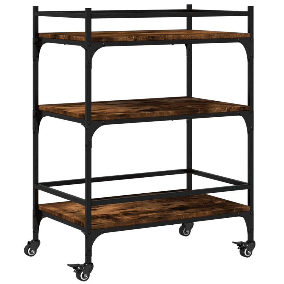 Vidaxl Kitchen Trolley Rolling Cart Storage Cart Smoked Oak Engineered Wood