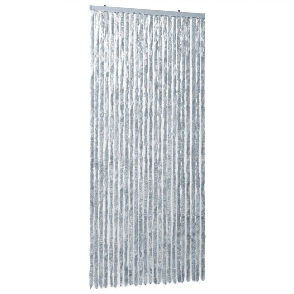 vidaXL Fly Curtain Door Curtain Fly Screen White and Grey 100x230 cm Chenille