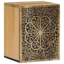 vidaXL Solid Mango Wood Bathroom Wall Cabinet - Wall-Mounted Storage Cupboard with Hand-Carved Floral Pattern (38 x 33 x 48 cm)