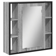 vidaXL Grey Sonoma Wall-Mounted Bathroom Mirror Cabinet - Engineered Wood with Glass Mirror, 60x16x60 cm