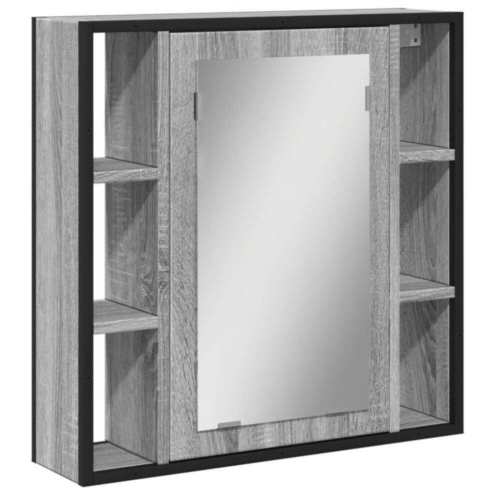 vidaXL Grey Sonoma Wall-Mounted Bathroom Mirror Cabinet - Engineered Wood with Glass Mirror, 60x16x60 cm