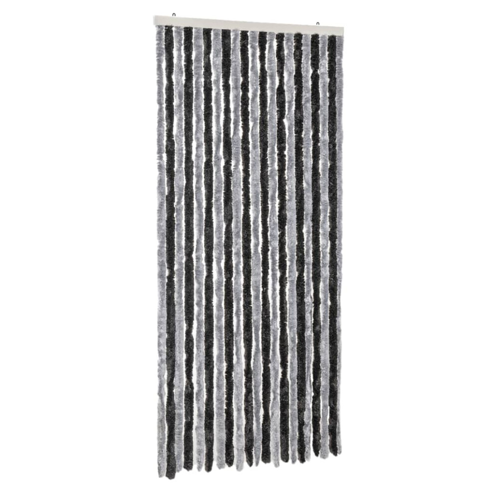 vidaXL Fly Curtain Door Curtain Fly Screen Grey and Black 100x200 cm Chenille