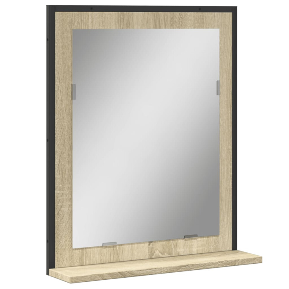 vidaXL Bathroom Mirror with Shelf Bath Wall Mirror Sonoma Oak Engineered Wood